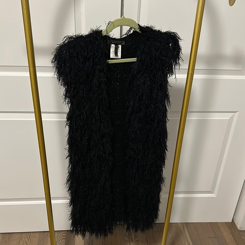 Black Fuzzy Sleeveless Vest